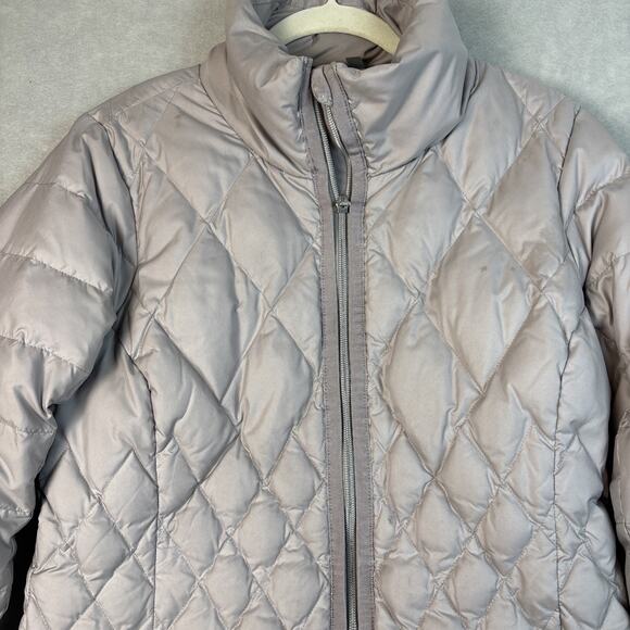 Athleta Jacket Small Responsible Goose Down Gray Pebble Puffer Quilted Coat - Picture 2 of 13